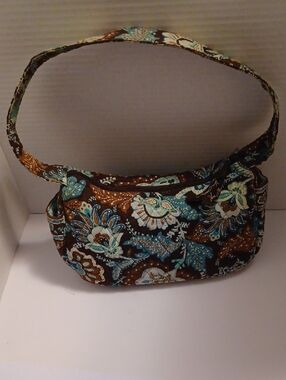 Vera Bradley "Java Blue" Small Quilted Floral Shoulder Bag / Handbag /Retired